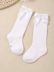 5 Pairs Of Knee-High Socks For Baby Girls Decorated With Bows, Princess-Style Long Socks For Toddlers, Cute Socks For Girls.Available In Multiple Color Combinations, Including Red, White, Black, Pink And Gray. - Multicolor - View 4
