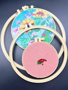 4 khung thêu nhựa - Dùng cho thêu tay, thêu chữ thập, khung may nhẹ, dụng cụ DIY, khung căng vải thêu, kích thước 12cm/15.5cm/19.5cm/23.3cm - Màu be - Xem 2