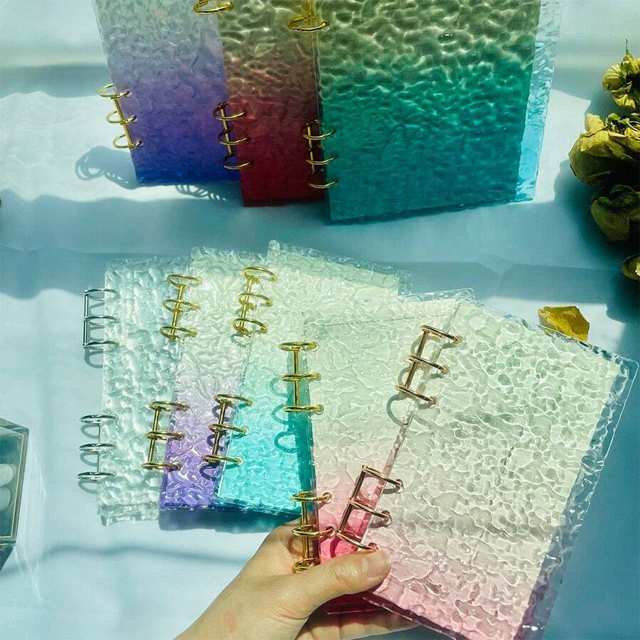 A5 A6 水泊亚克力活页夹 多色 6 孔 多个亚克力封面 坚固的封面和便携尺寸内页替换芯 可用于学校学习办公手册旅行照片笔记记录、创意写作、DIY 相册、便利贴、旅行日记、现金支票等学校用品、返校 - 彩色 - 查看 1