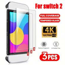 3PCS- High-Definition Glass Screen Protector Suitable ForNintendo Switch 2 (2025) - High-Definition Scratch Protection, Transparent Display Protector, Glossy Surface, Durable Game Screen Protector, Tempered Glass Protector, Switch Screen Protector
