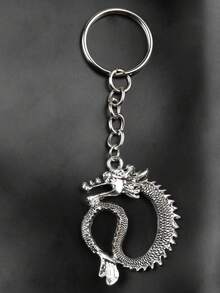 1pc/4pcs Vintage Silver Dragon Key Chain Keyring, Handbag Accessory, Car Key Chain, For Men & Women, Suitable For Multipurpose, Ideal For Birthday, Party, Back To School Gifts - Silver - View 4