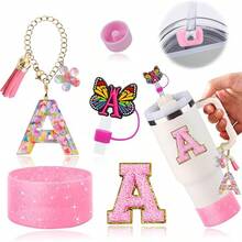 6PCS Cup Accessories Set For 30oz 40oz, Compatible With Stanley Cup Letter Charms For Handle Silicone Boot,Straw Cover Topper & Sticker (Letter S) - Letter a - View 1