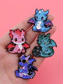 4-5Pcs Cute Enamel Pins Metal Cartoon Pterosaur Brooch Backpack Hat Bag Collar Lapel Badges Kids Fashion Jewelry Collection Gift
