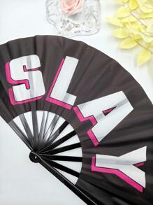 Ombre "DADDY" Folding Fan, Creative And Fashionable Decorative Fan With Letter Design For Father's Day; "SLAY" Folding Fan With Cool Black Background, Fashionable And Personalized Choice