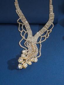 1pc Women's Elegant Luxury Gold Flower Rhinestone Inlaid Anklet, Suitable For Summer Beach Vacation, Casual Party