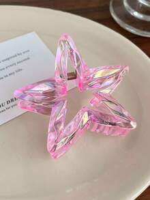 3 件/1 件女式 2.76 英寸粉色/白色/蓝色五角星塑料发爪夹，时尚简约优雅百搭发饰，适合日常佩戴、派对、通勤、海滩、发髻、马尾辫、化妆、服装搭配时尚发夹