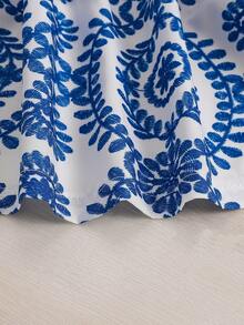 Bộ 2 váy + mũ in hoa cho bé gái, phong cách thanh lịch, nhẹ nhàng cho mùa xuân/hè - Xanh đậm - Xem 5