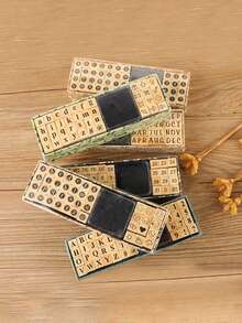 1 Box Of 40 Pieces Alphabetic Stamp Set With Alphanumeric Symbols For Diary Scrapbook Decoration Wooden Stamp Set, Uppercase And Lowercase Letters Wooden Stamp For Scrapbook Decoration, Alphabet Stamp For Crafts & Envelope Decoration - Back To School School Supplies Office Supplies - Brown - View 11