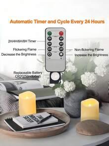 12 Pcs Flameless LED Wishing Candles, 200+ Hours Flickering Electric Tea Lights, LED Tea Lights With Timer Flicker, Miniature Flameless Candle Tea Lights, Warm White Battery Powered Tea Lights For Wedding, Anniversary, Engagement, Romantic Decor, Christmas Party, Halloween Decor, Home Indoor Decoration - 暖白光 - 查看 10