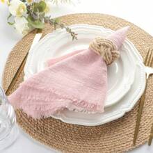 30pcs/Pack Small Size Fringed Multi-Colored Solid Color Napkins 32*32cm/12.6*12.6inch Gauze Cloth, Ideal For Wedding, Party, Home Table Decoration, Holiday Props, Daily Kitchen Use, Restaurant, Cafe, Food Photography Coasters