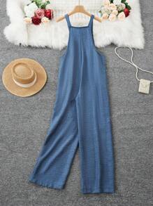 Mono sin mangas con botones y bolsillos, estilo europeo y americano para mujer