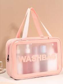 PU防水化妆包，大容量便携式旅行洗漱包，磨砂透明化妆品收纳包