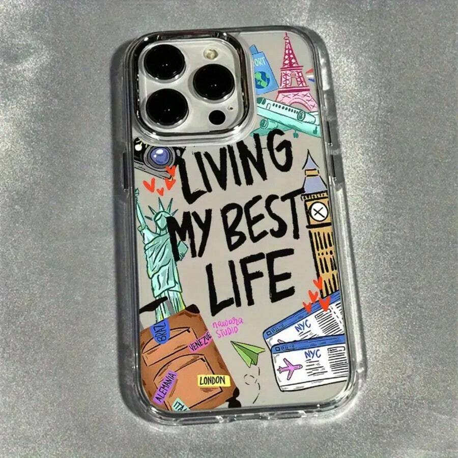 Slogan Cartoon New York City Pattern Soft Silicone Phone Case Compatible With IPhone 16, 16 Pro Max, 16 Plus, 16 Pro, 15 Pro Max, 15 Plus, 15 Pro, 14 Plus, 14 Pro Max, 14 Pro, 13 Pro Max, 13 Pro, 12 Pro, 12 Pro Max, 11 Pro Max, 11 Pro, 11, XS, Anti-Slip For 8 Plus/7 Plus