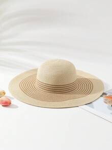 Set de 1 sombrero + 1 bolso en estilo bohemio para mujer, ideal para vacaciones - Beige y caqui - Ver 5