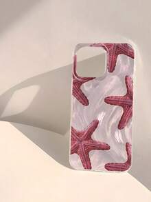 Star 1pc 粉色海星图案防水防指纹防刮透明IMD光滑亮面软手机壳适用于 Apple 16 / 16 Plus / 16 Pro / 16 Pro Max