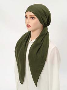 1条女士时尚纯色弹力头巾，休闲百搭简约针织头巾，透气吸汗，适合日常佩戴。 - 棉麻鬆緊頭巾帽 - 查看 17