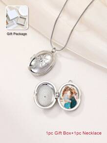 Customized Oval Photo Locket Necklace, Personalized Necklace For Women, Suitable As Birthday, Thanksgiving, Mother's Day, Graduation Gifts, Gift For Mom, Gift For Friends
