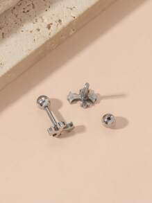 1 Paar minimalistische glatte Edelstahl Kreuz Ohrstecker, Nasenpiercings, Bauchnabelpiercings usw.