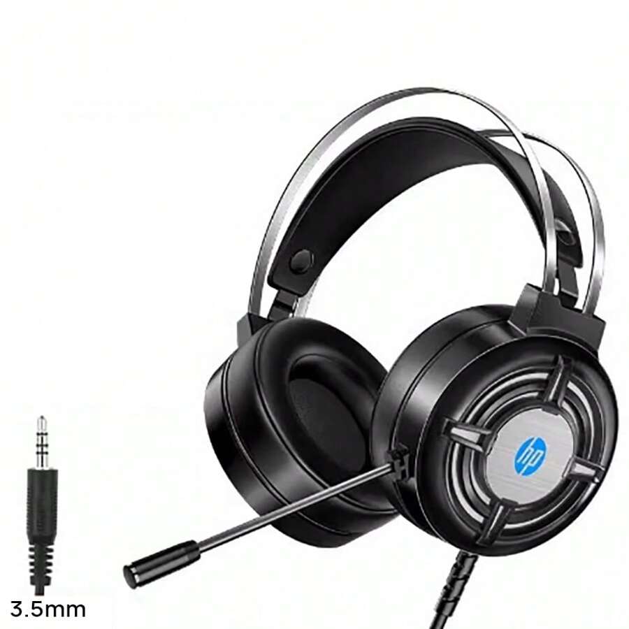 HP سماعات رأس H120 سماعة رأس سلكية للألعاب مزودة بأضواء ملونة ووحدة مكبر صوت 50 مم وسماعات أذن كبيرة لطيفة على البشرة وميكروفون قابل للانحناء وتصميم خفيف الوزن باللون الأسود [فتحة واحدة مقاس 3.5 بوصة]