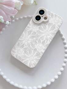 Flower 1pc Fashion White Floral Matte TPU Shockproof Phone Case Compatible With IPhone 16/15/14/13/12/11/XSMAX/X/XS/XR/7PLUS/8PLUS/7/8