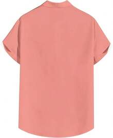 Men's Short Sleeve Button Up Hawaiian Shirt 1950s Vintage Bowling Shirtshalloween - 夏威夷粉紅白黑樹 - 查看 6