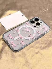 少女蝴蝶结友好磁性手机壳适用于 16 Pro Max/15/14/13/12/11、S25U S24U S23U A16 A15 A35 A36 保护套防水防震防摔防刮 - 粉色 - 查看 2