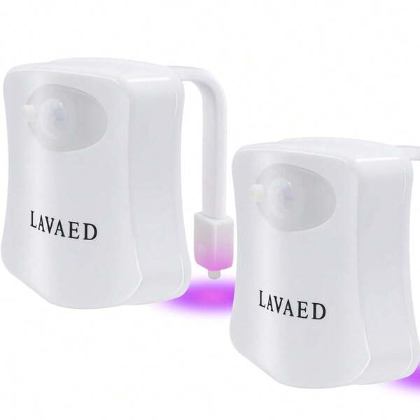 2pcs Bathroom Night Light, Replaceable LED Toilet Bowl Light, Motion Sensor Activated LED Bathroom Light, Suitable For Bathroom, Toilet, 32 Color LED Night Light