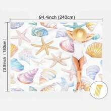 1pc Marine Element Printed Beach Mat, Waterproof And Anti Sand Oversized Beach Mat, Lightweight For Adults For Travel, Camping, And Picnics
