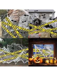 1/12/20/36 Stücke Halloween Riesenspinnennetze: 1,27m Halloween Riesenspinne + 5,08m Riesenspinnennetz, 20 g Halloween Spinnweben mit falschen Spinnen, Absperrband Halloween Outdoor Dekoration