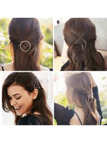 2 Peças/1 Peça/Conjunto Clipes de Cabelo Retrô Elegantes de Liga de Zinco Redonda - Clipe de Cabelo Forte e Antiderrapante para Mulheres e Meninas, Presilhas de Estilo Francês para Coque/Coque, Dourado e Prata (Para Cabelo Fino/Grosso)