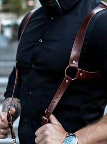 Fashion Men's Backpack, PU Leather Texture, Gothic Style Body Shaping, Easy To Match With Jeans, Daily Essentials