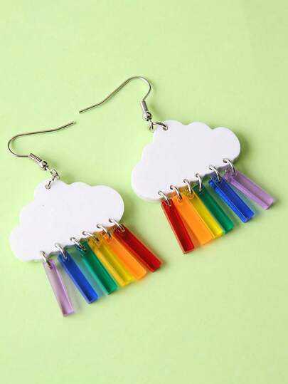 Aretes de diseño de nube y arcoíris transparente acrílico adorables, accesorios de joyería casual, regalo para niñas, Día de San Valentín, Día de San Valentín Regalos, Mamá, Madre, Día de la Madre, Regalo
