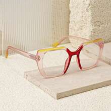 1pc Rectangular Reading Glasses With Fashion Leopard Print Frame, Equipped With Quality Spring Hinges, Comfortable & Minimalist Design For Daily Reading Wear - Middle Green Leopard Print - View 4