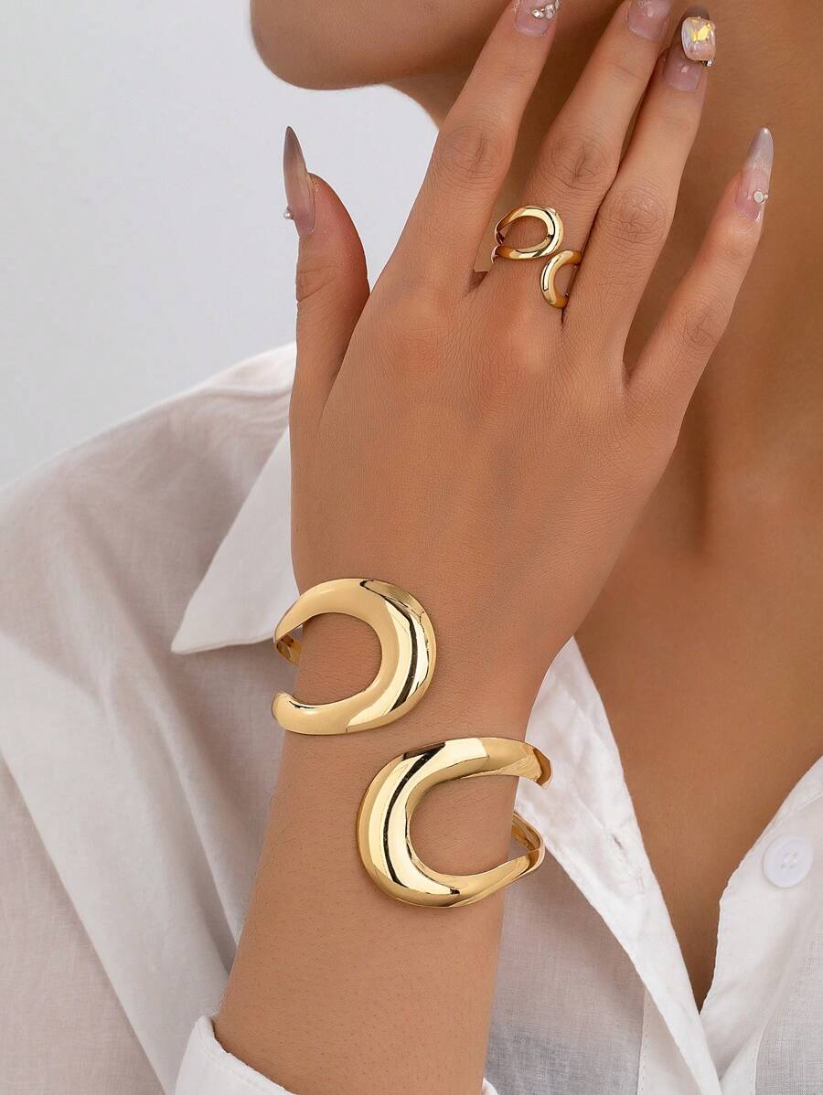 1 Set Minimalist Open Design Women Bracelet Set, European And American Style
