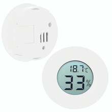 Mini termómetro higrómetro digital circular con pantalla LCD integrada, medidor de temperatura y humedad para interiores, color blanco Termómetro, higrómetro§Humedad, temperatura, medidor§LCD, termómetro, higrómetro§digital, termómetro, higrómetro§Humedad, temperatura, comprobador - Blanco - Ver 4