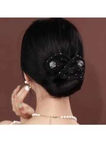 1pc ,Twisty Hair Clips, Hair Clips, Hair Accessories, Lazy Person's Bun Hairstyle, Hair Magic Tool, Women's Bow Hair Accessory, Shiny Water Diamond Twisty Hair Clips, Suitable For Women's Retro Hairstyles