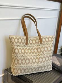 Large Capacity Handmade Woven Straw Tote Bag For Women, Versatile Summer New Design Shoulder Bag, Beach Vacation Style