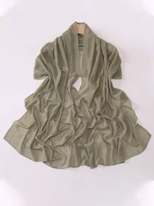 1pc New Chiffon Starry Sky Hot Diamond Five-Pointed Star Long Yarn Scarf, Women's Muslim Multi-Functional Headscarf, Daily Outdoor Accessory Shawl Scarf, Ideal For Wrapping Hair To Dress Up Your Style And Holiday Gifts