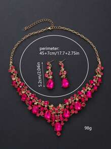1 Set 1 Pair Earrings + 1 Necklace Luxury Bridal Jewelry Set, Rhinestone Inlaid, Professional Jewelery For Women Party Accessories, Gift For Girl/Lady