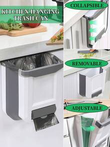1 Space Saving Large Foldable Hanging Trash Can - Wall Mounted Kitchen Cabinet Door Wastebasket With Creative Sorting Function, Modern Kitchen Accessories, Foldable Kitchen And Bathroom Trash Can For Office, Bedroom, Easy To Carry, WhiteHome Decor, Party Storage, Christmas Storage, New Year Storage - 白色-XL - 查看 3