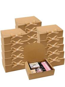 10 piezas Caja de regalo de papel con cinta de satén (10.6x7.8x3.15 pulgadas) - Boda, Cumpleaños | Empaque de regalo multicolor para propuestas, aniversario - Multicolor - Ver 10