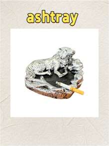 1pc Silver Resin Creative Animal Design Decorative Ashtray For Home And Living Room. Suitable As A Holiday Gift Or As A Gift For Your Boyfriend.