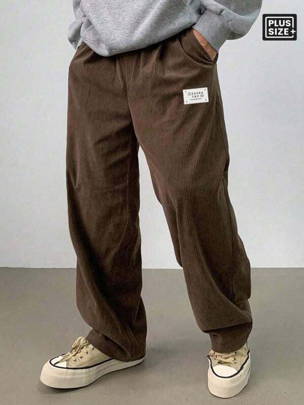 Nuevos pantalones de chándal de pana para hombre para otoño e invierno, casuales y retro de moda, de talla grande y holgados, adecuados para ir de compras, citas y uso diario casual al aire libre, talla máxima hasta 136 kg.