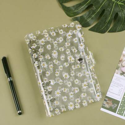 1pc Transparent Daisy A5/A6 Loose Leaf Binder, Student Accounting Planner Cover