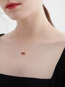 1pc S925 Sterling Silver Sweet Cherry Pendant Necklace, Suitable For Women's Daily And Special Occasion Wear