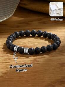 1pc Customized Men's Adjustable Bracelet With Name, Gift For Dad, Customized With Father's/Child's Name, Father's Day Gift, Anniversary Gift, Easter Gift, Thanksgiving Gift