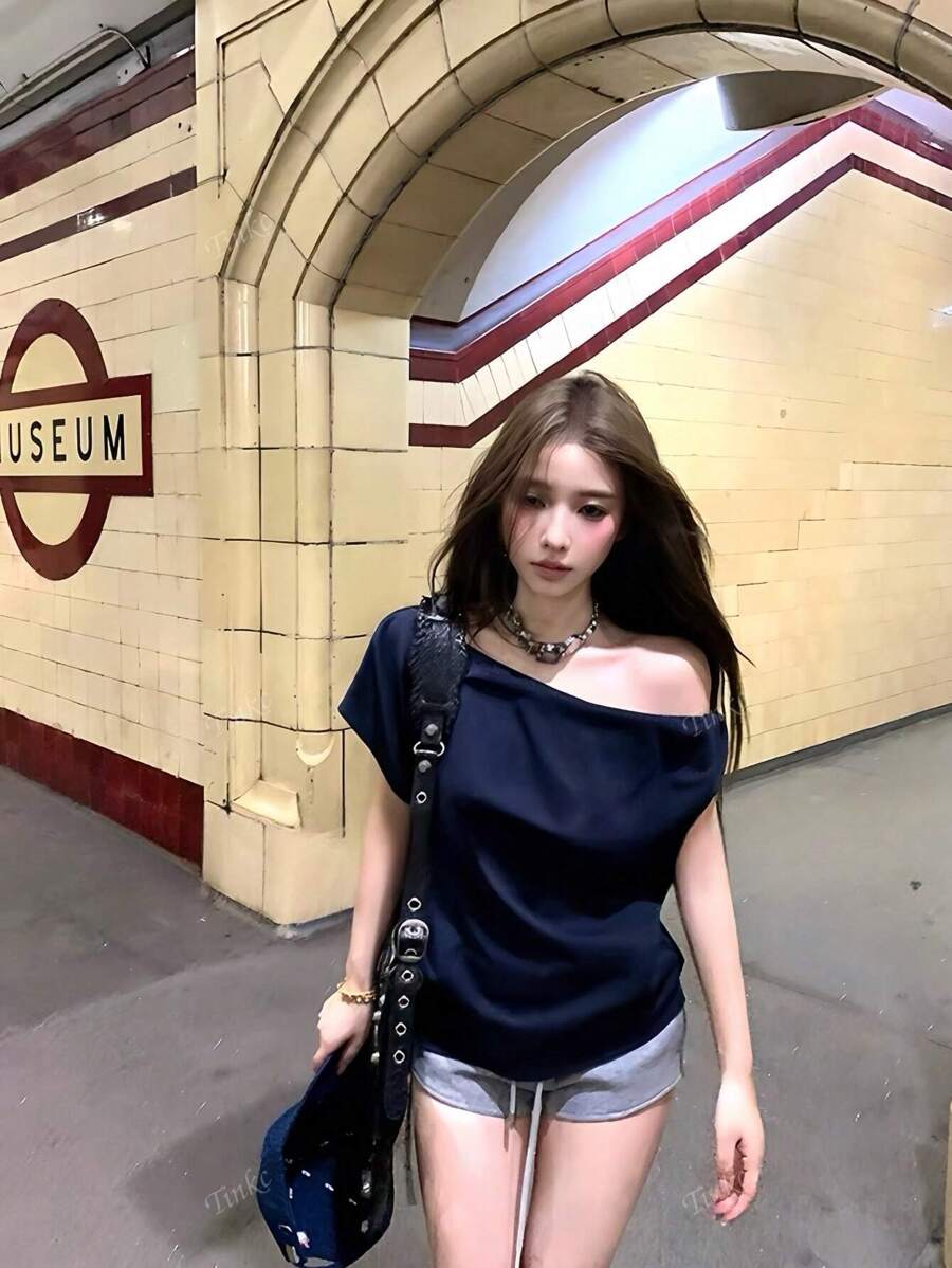 F14 STYLE Casual Loosefit Off Shoulder Tshirt image