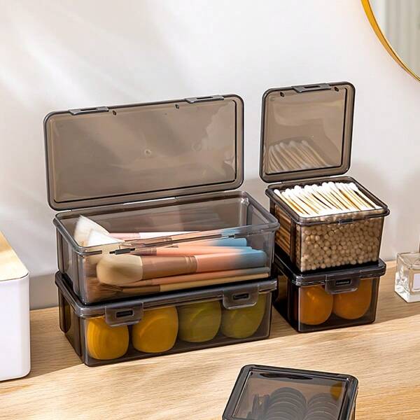 Organizador portátil de algodón premium, caja de almacenamiento para almohadillas desmaquillantes y palillos, caja pequeña a prueba de polvo para almohadillas cosméticas