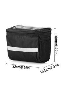 1pc Black Folding Bicycle Basket With Reflective Strips - Large Capacity Removable Handlebar Storage Bag For Shopping, Commuting, Pets And Outdoor