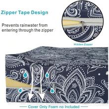 Local Delivery- Outdoor Cushion Slipcovers Waterproof 4 Pack Patio Chair Seat Cushion Covers With Zipper And Tie, 22 X 20 X 4 Inch, Replacement Cover Only - Slate Grey Paisley - View 3